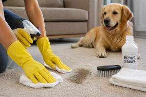 How to Remove Pet Stains and Odours from Carpets and Upholstery Permanently