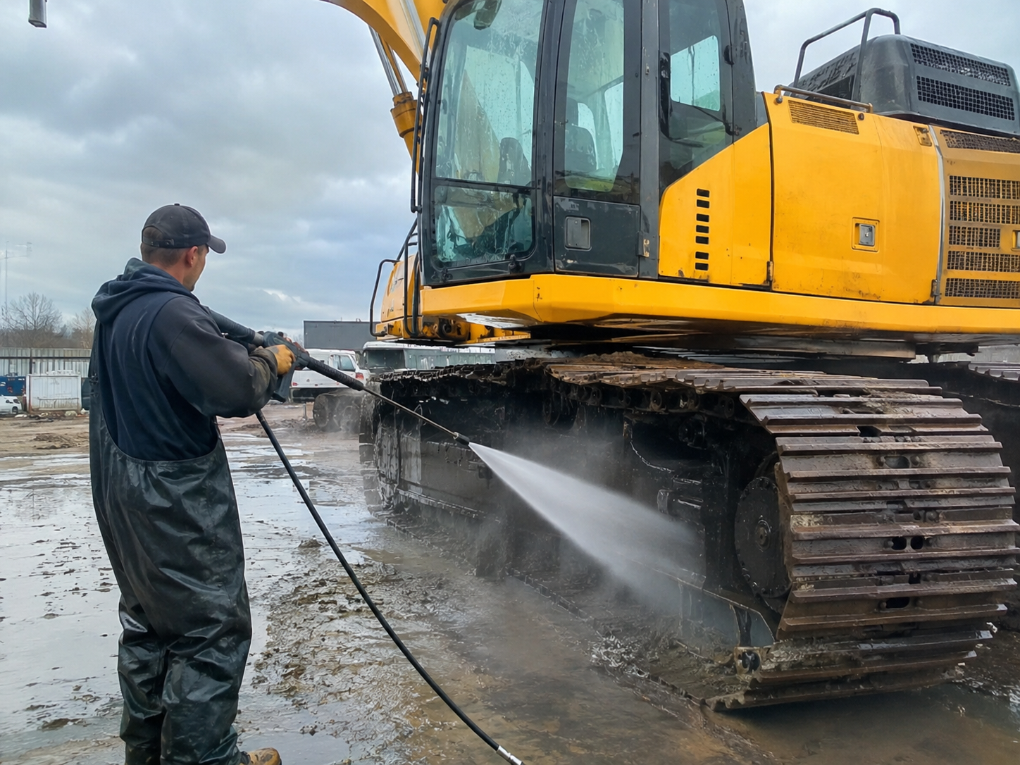 Professional heavy equipment pressure washing
